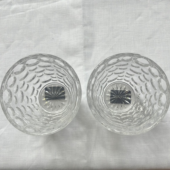 Mikasa Dining Mikasa Fine Crystal Rocks Old Fashion Glasses Eau De Vie Bubbles Dots Set Of 2